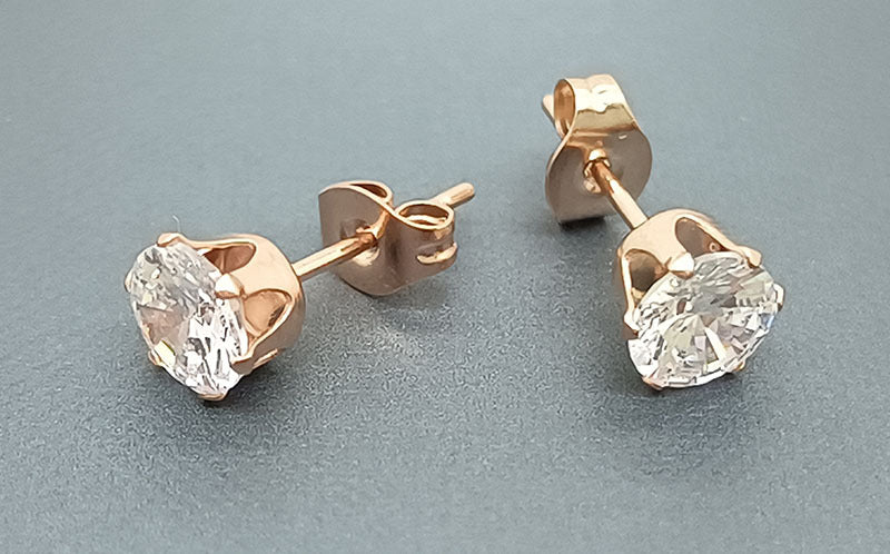 Basic Geometric Plating Titanium Steel Zircon Ear Studs