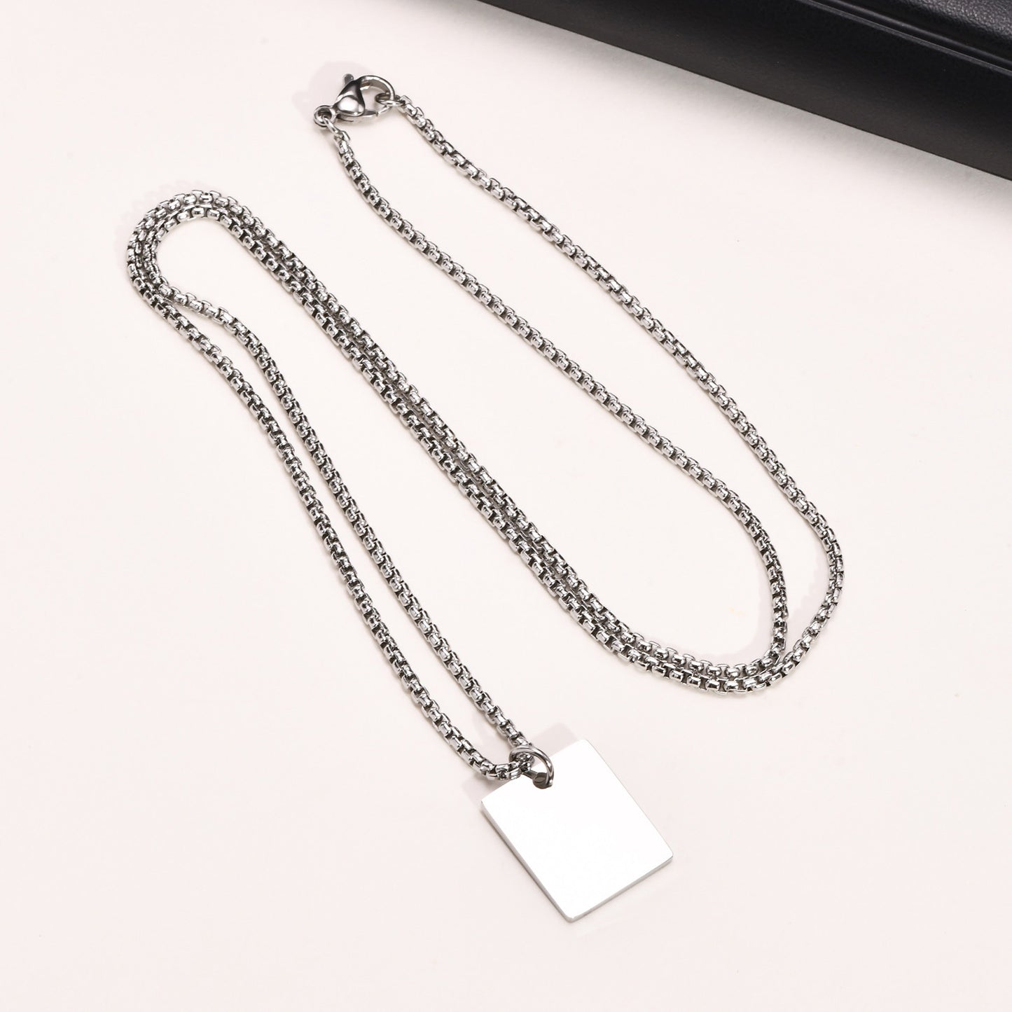 Streetwear Rectangle Stainless Steel Plating Men'S Pendant Necklace