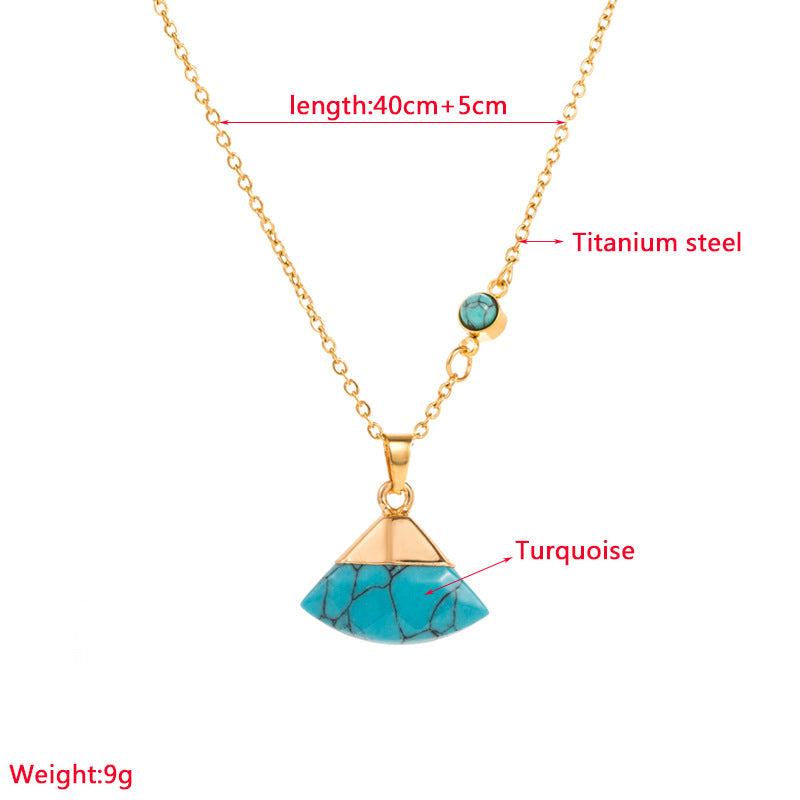 Fashion Geometric Titanium Steel Plating Turquoise Pendant Necklace