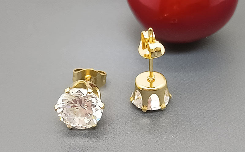 Basic Geometric Plating Titanium Steel Zircon Ear Studs