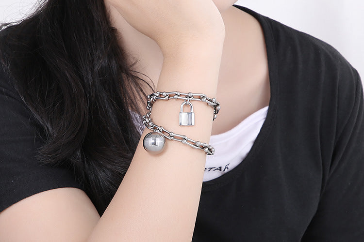 Fashion Geometric Titanium Steel Plating No Inlaid Bracelets Necklace