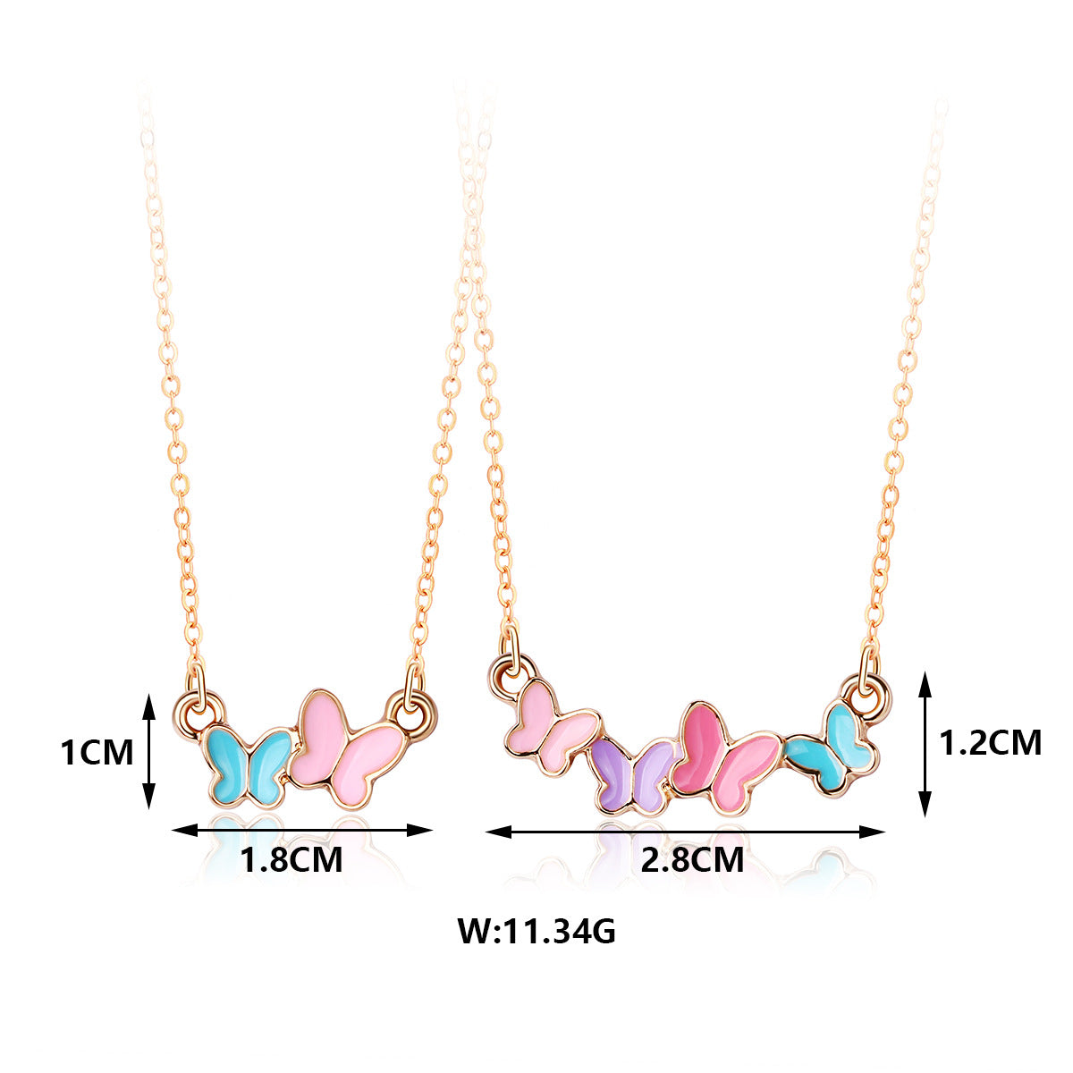 Cute Sweet Butterfly Alloy Plating Kid'S Necklace