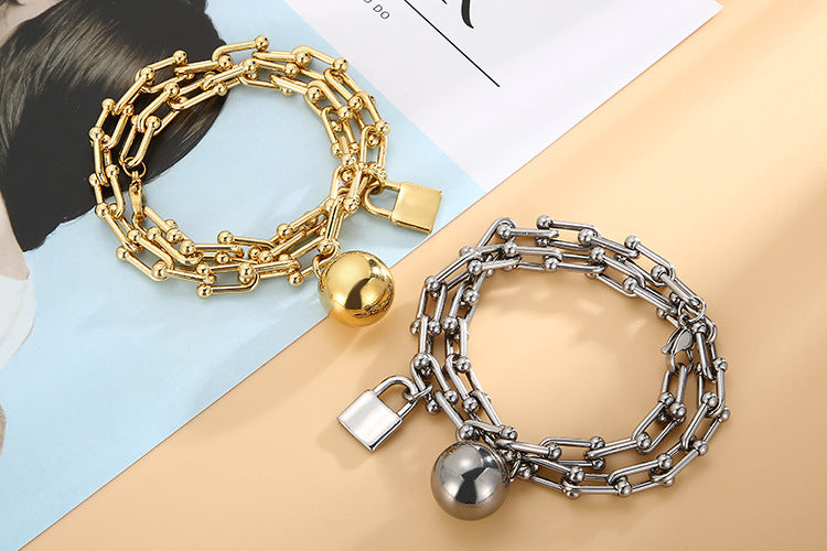 Fashion Geometric Titanium Steel Plating No Inlaid Bracelets Necklace