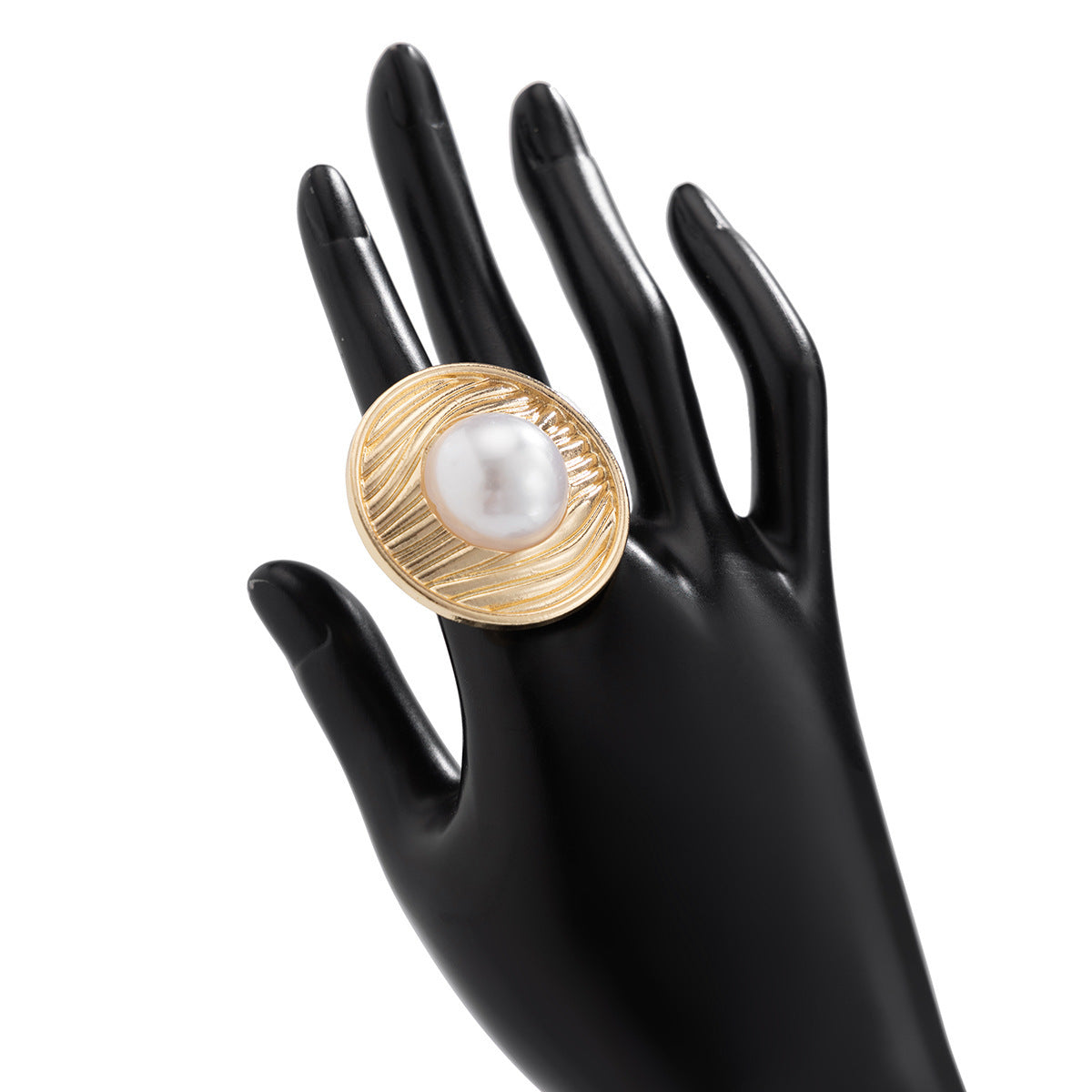 Oversized Round Women's Open Rings with Pearl