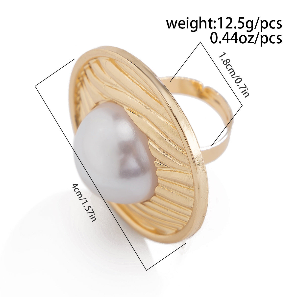 Oversized Round Women's Open Rings with Pearl