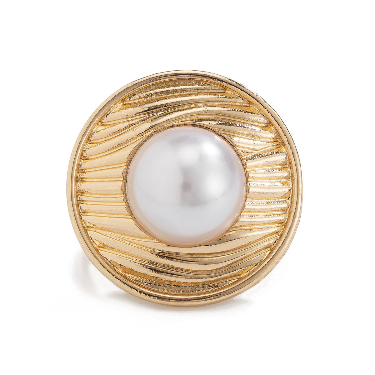 Oversized Round Women's Open Rings with Pearl