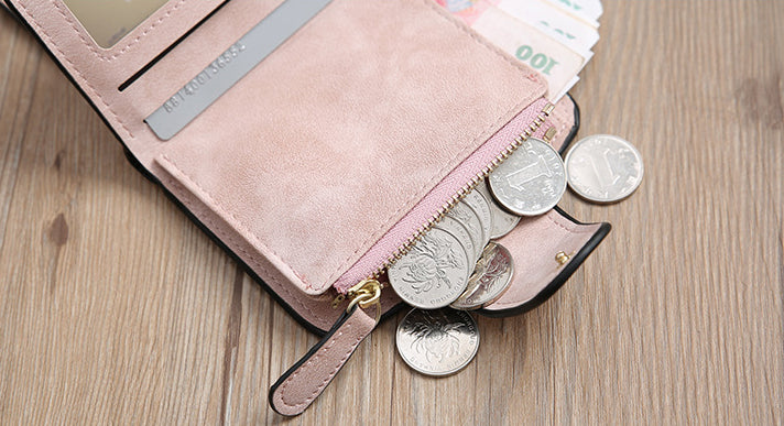 Retro Leather Ladies Wallet Short Multi-card Coin Purse Buckle Wallet