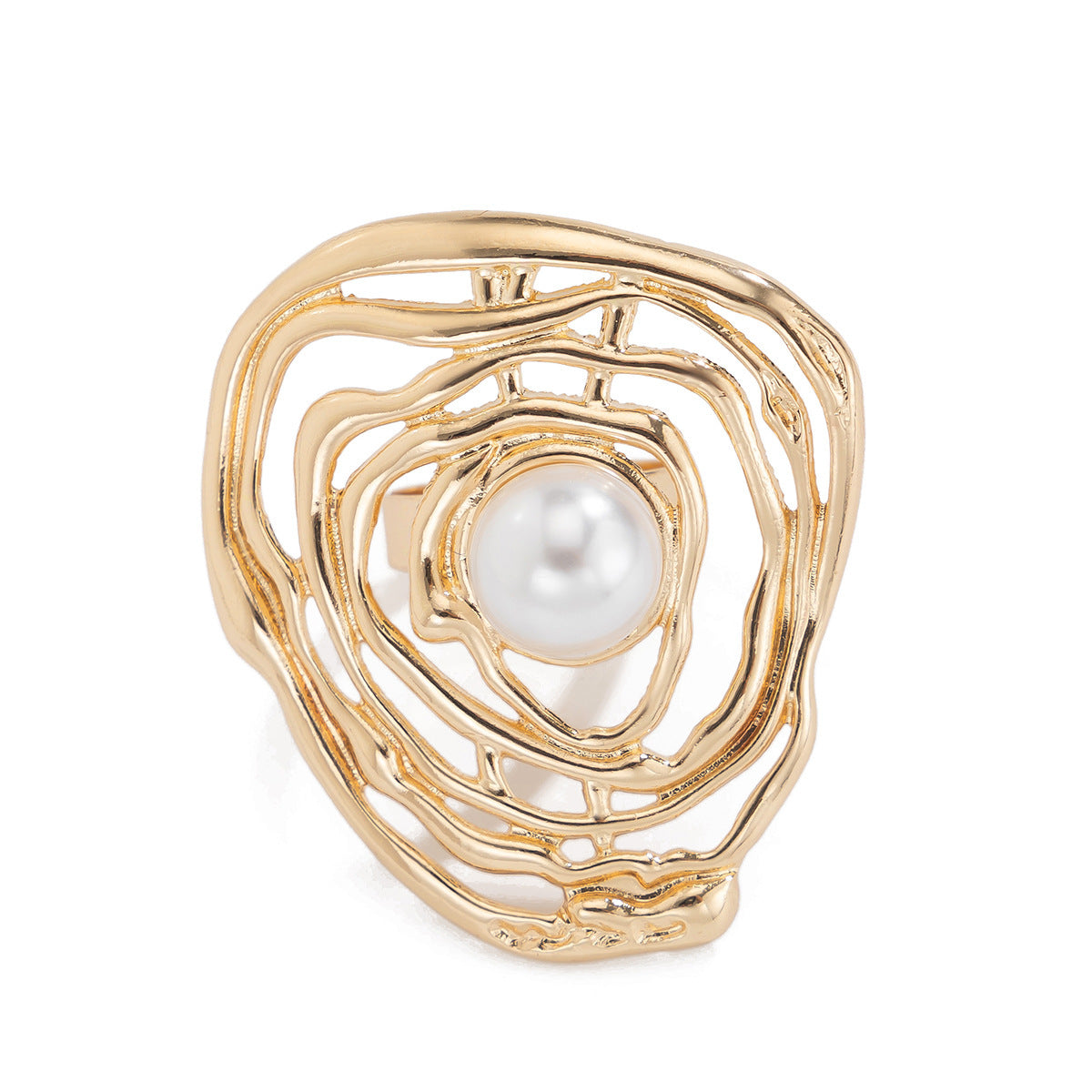 Oversized Women's Open Rings with Pearl