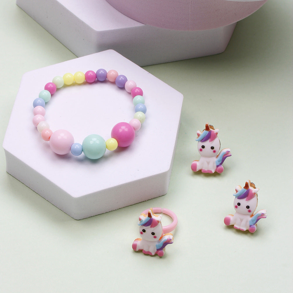 Cute Crown Resin Beaded Rings Earrings Bracelet