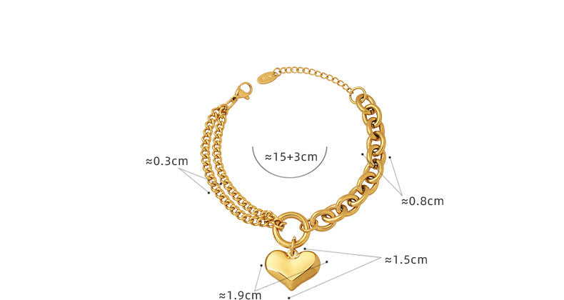 Fashion Heart Shape Titanium Steel Plating Bracelets