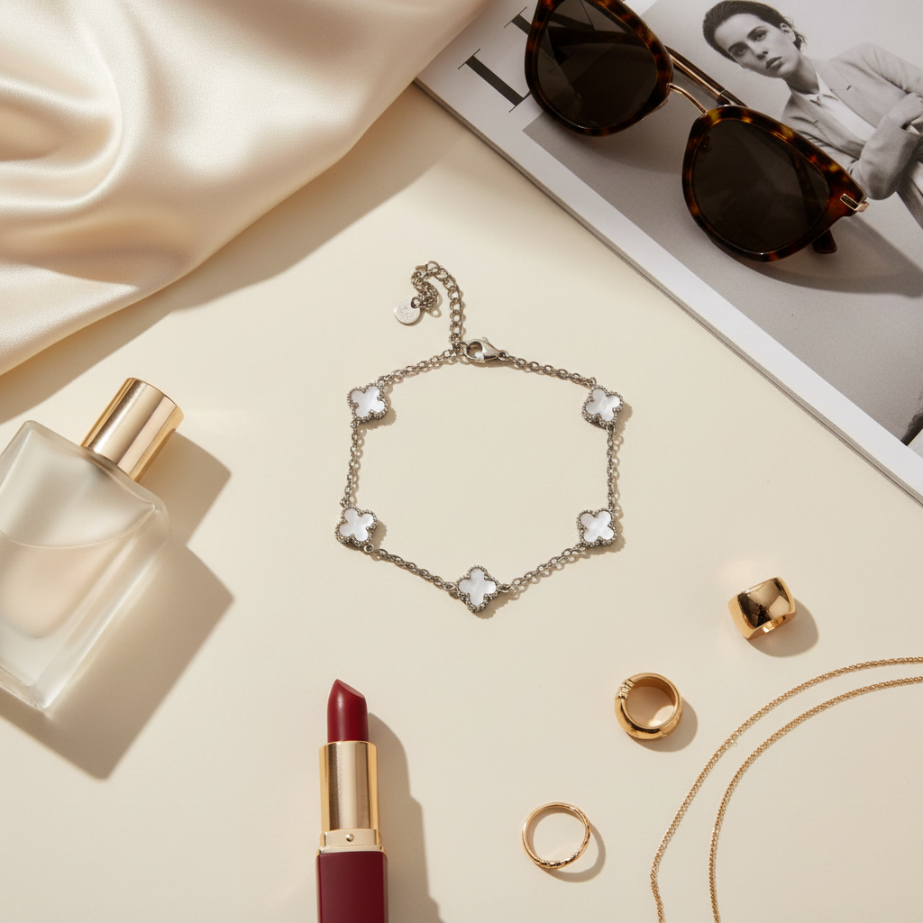 ⚡🚚 Bloom Clover Bracelet – Ατσάλινο Βραχιόλι Με Τετράφυλλα