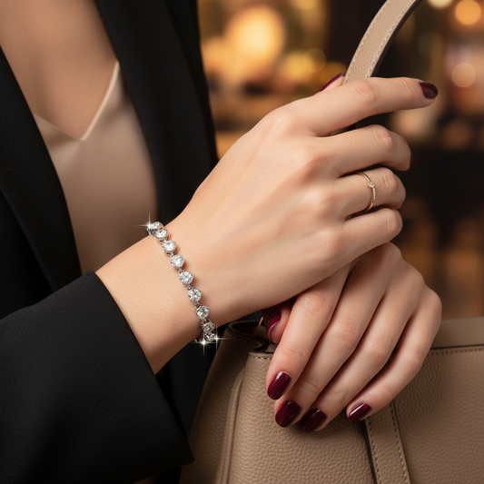 Xονδρική βραχιόλι από ατσάλι με ζιργκόν καρδιές σε χρυσό και ασημί – So Cute by Dimi