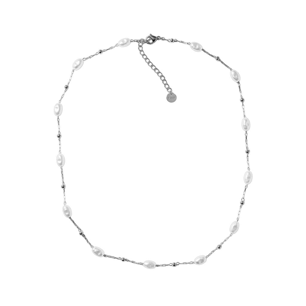 Ατσάλινο κολιέ με φυσικές πέρλες So Cute by Dimi