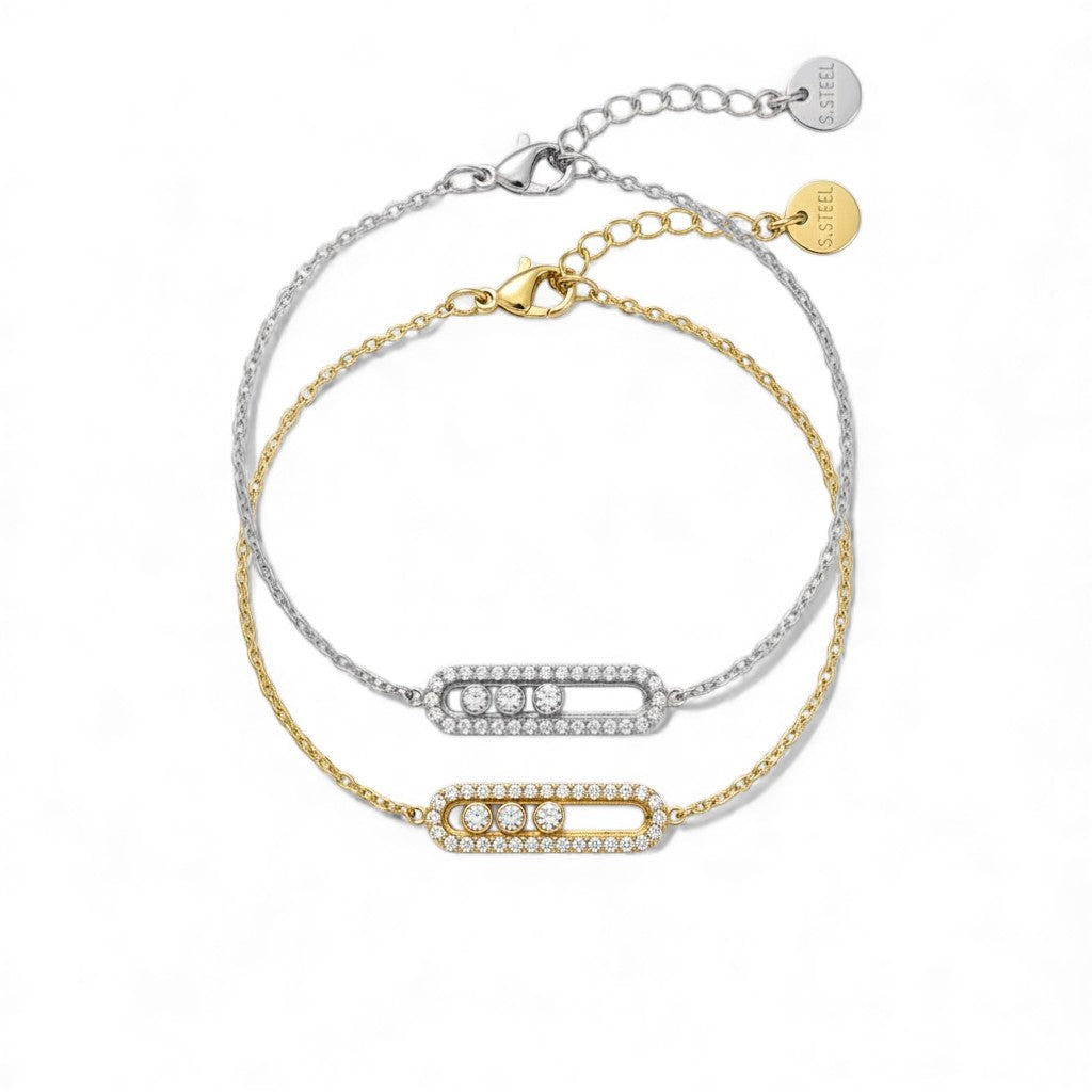 Ατσάλινο βραχιόλι Glow Line Sparkle με ζιργκόν So Cute by Dimi κωδικός 1-501-3000