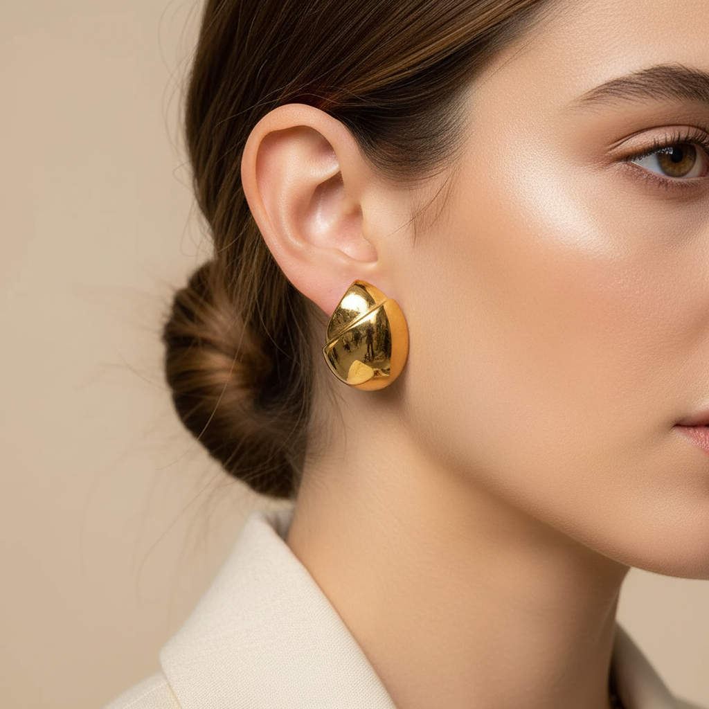 Pine Cone stud earrings ατσάλινα καρφωτά σκουλαρίκια 18Κ PVD επιχρύσωση So Cute by Dimi