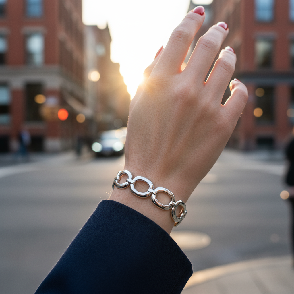 Χονδρικό statement βραχιόλι Bold Links με chunky κρίκους σε χρυσό και ασημί