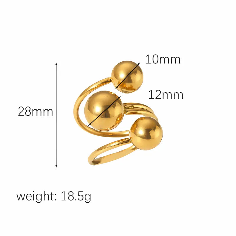 Retro Circle Ball Stainless Steel Polishing Plating 18K Gold Plated Rings