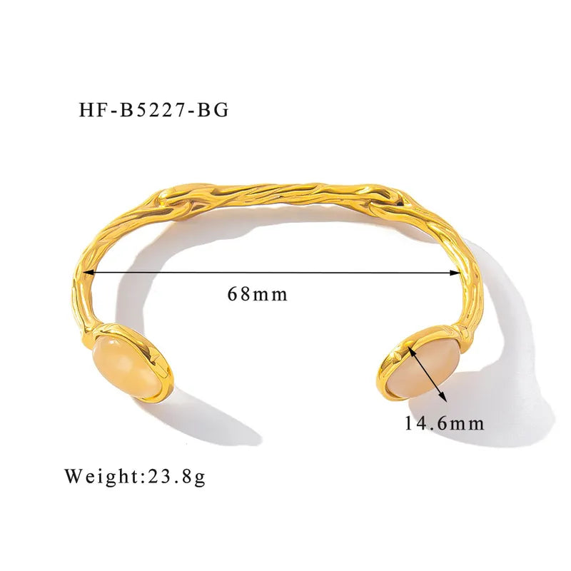 Vintage Classic Style Stainless Steel 18K Gold Plated Bangle