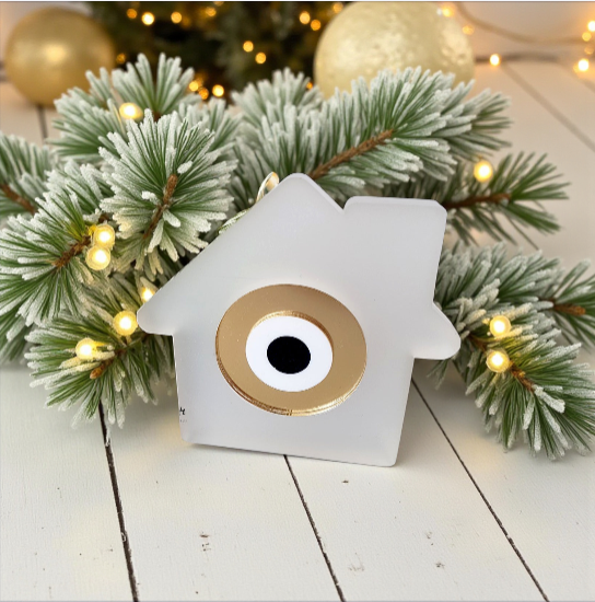 Γούρι plexiglass σπίτι με μάτι αμμοβολής – So Cute by Dimi Wholesale