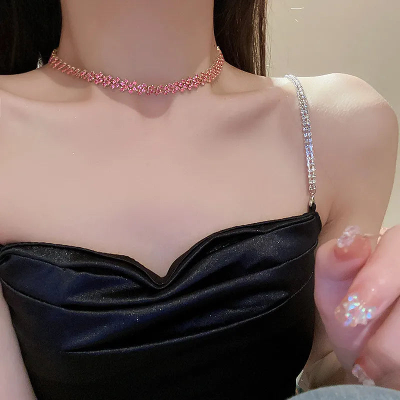 Simple Geometric Choker full of Rhinestones made by Alloy