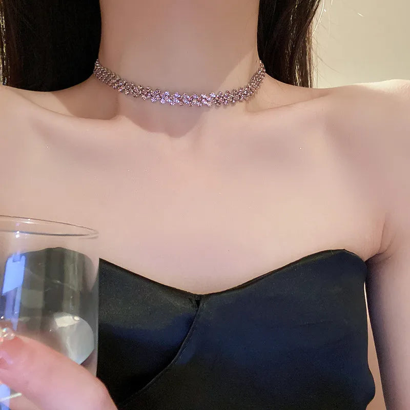 Simple Geometric Choker full of Rhinestones made by Alloy