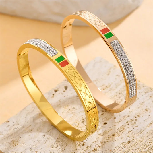 Elegant Titanium Steel 18K Gold Plated Bangle, pack of 2