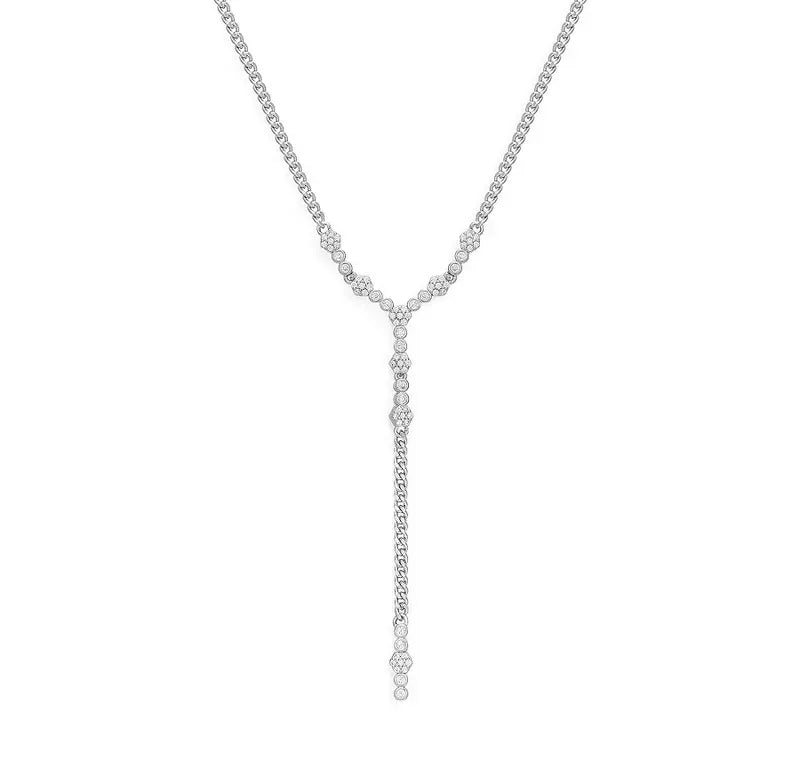 Y Stainless Steel Necklace with ZIrcons