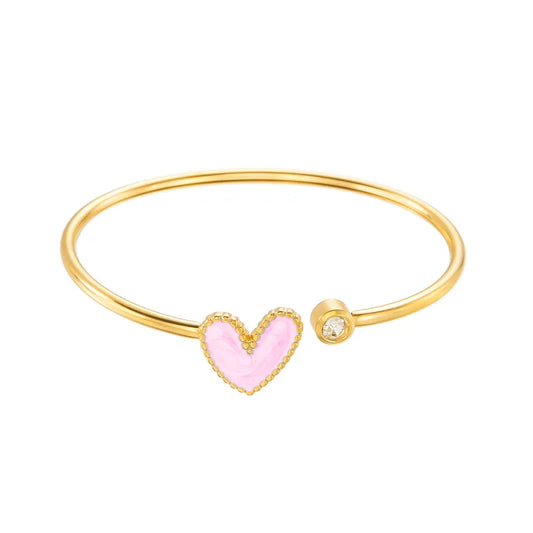 Simple Style Heart Shape 304 Stainless Steel Bangle