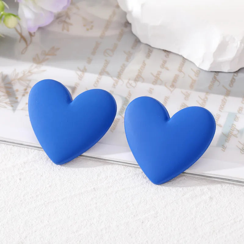 Cute Heart Shape Alloy Resin Ear Studs 5cm