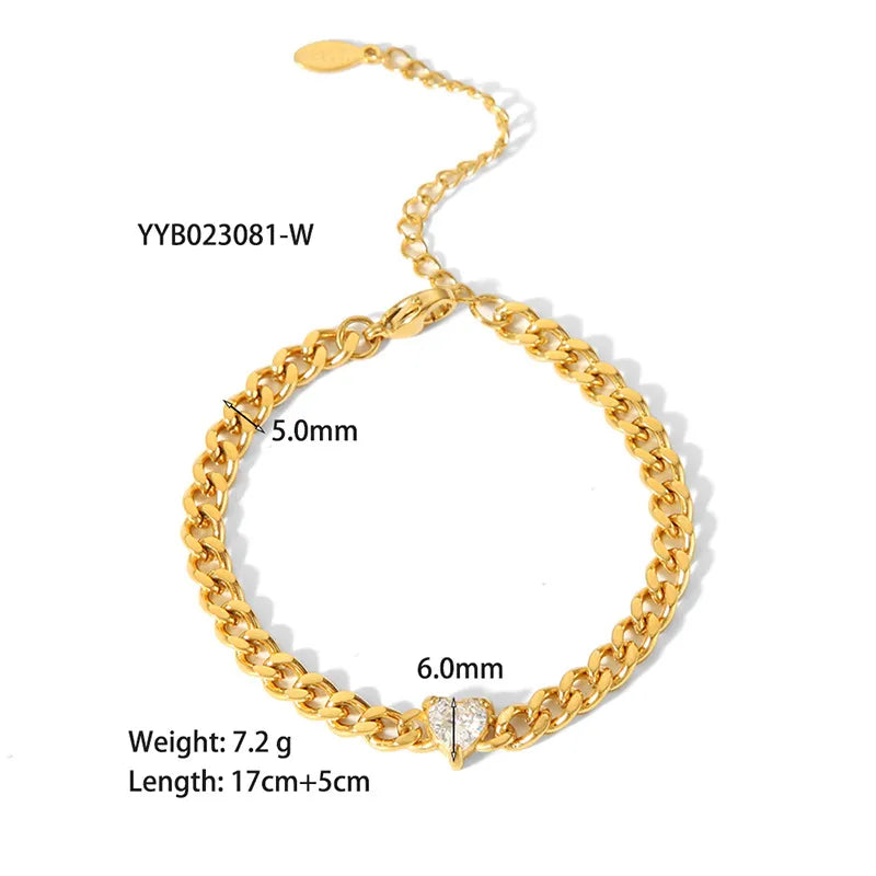 Streetwear Titanium Steel Inlay Zircon Bracelet