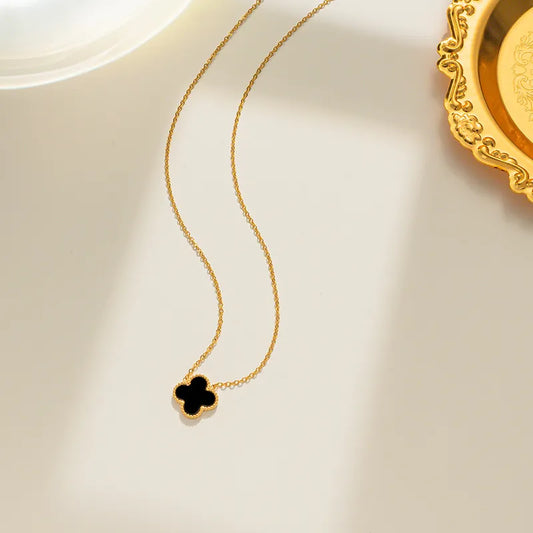 Sweet Four Leaf Clover Titanium Steel Single-Sided Necklace