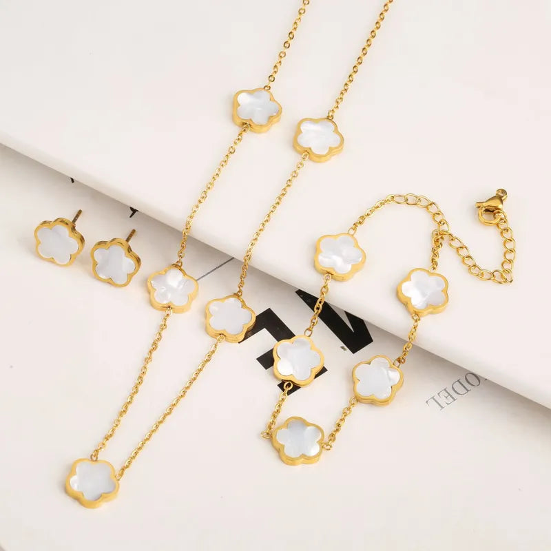 Titanium Steel 18K Gold Plated Simple Style Classic Style Plating Color Block Jewelry Set
