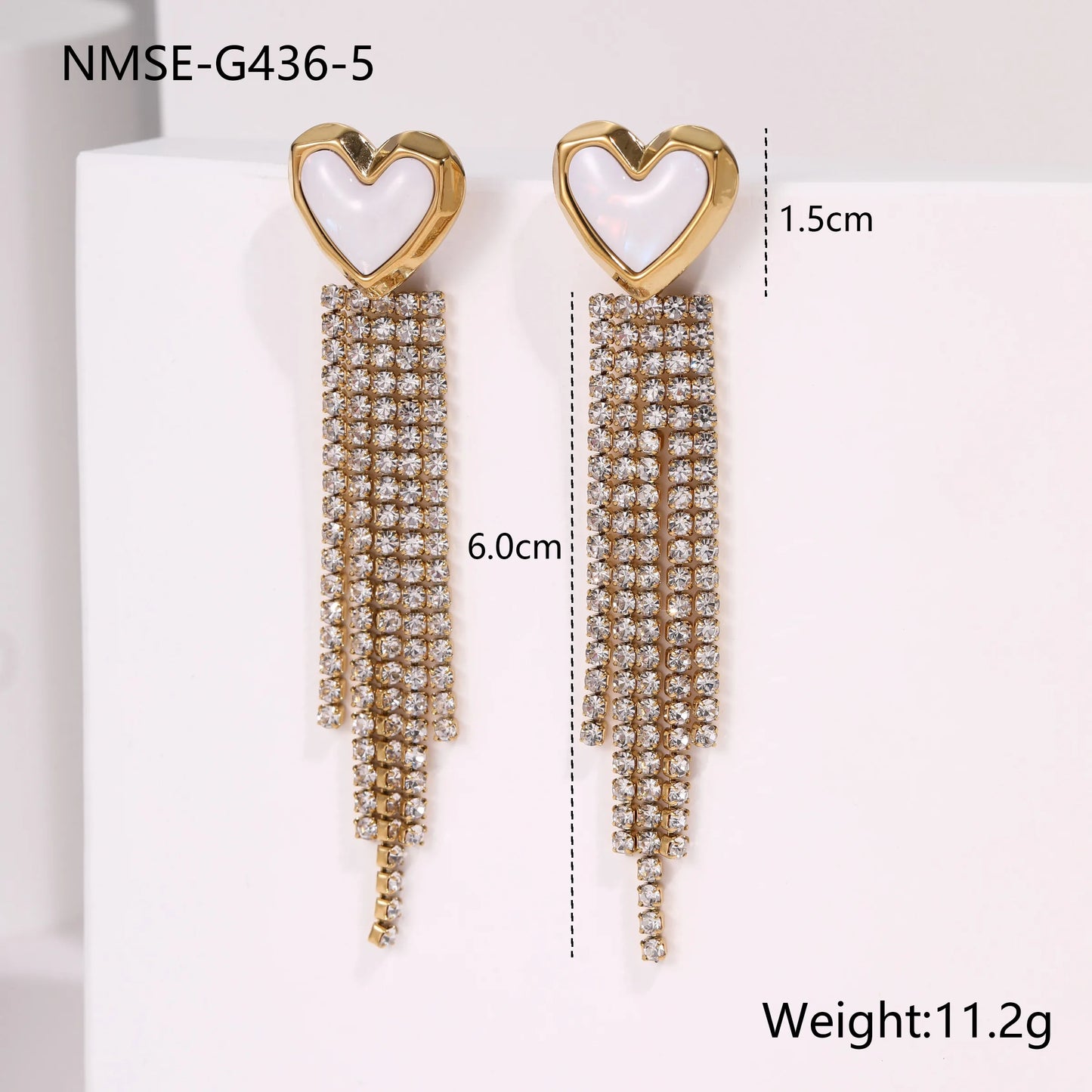 Σκουλαρίκια Tassel Heart από ατσάλι με ζιργκόν – So Cute by Dimi χονδρική