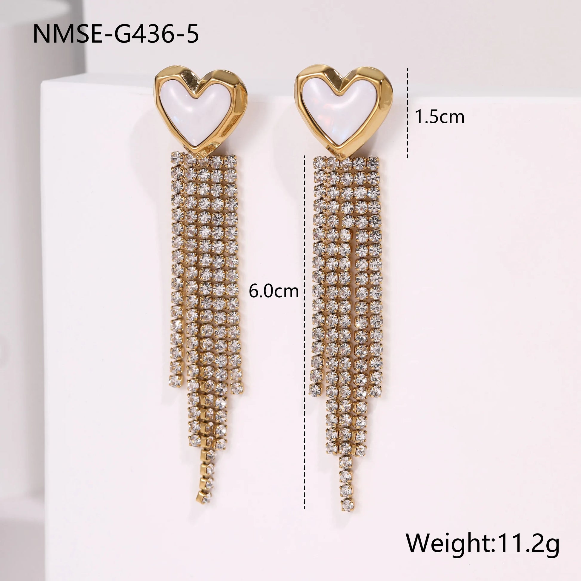 Σκουλαρίκια Tassel Heart από ατσάλι με ζιργκόν – So Cute by Dimi χονδρική