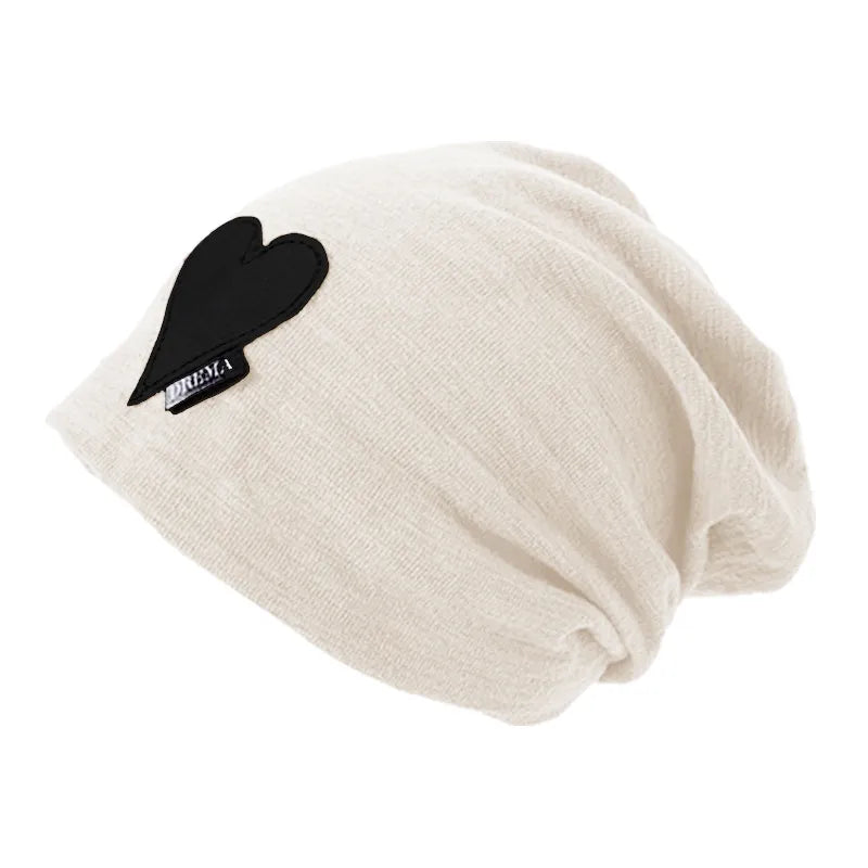 Unisex Heart Shape Eaveless Beanie Hat, pack of 2