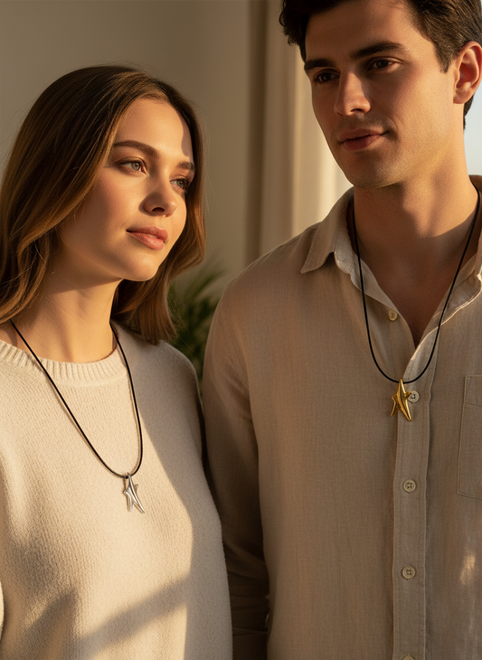 🤍✨Χειροποίητο Unisex Κολιέ με Ασύμμετρο Αστέρι