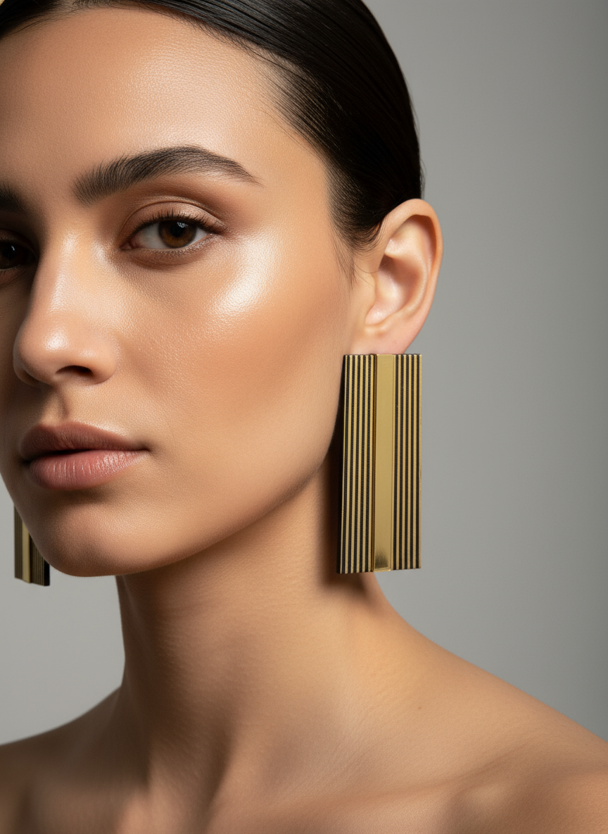 Myla Earrings – χειροποίητα πλέξιγκλας σκουλαρίκια σε ορθογώνιο σχήμα – So Cute by Dimi