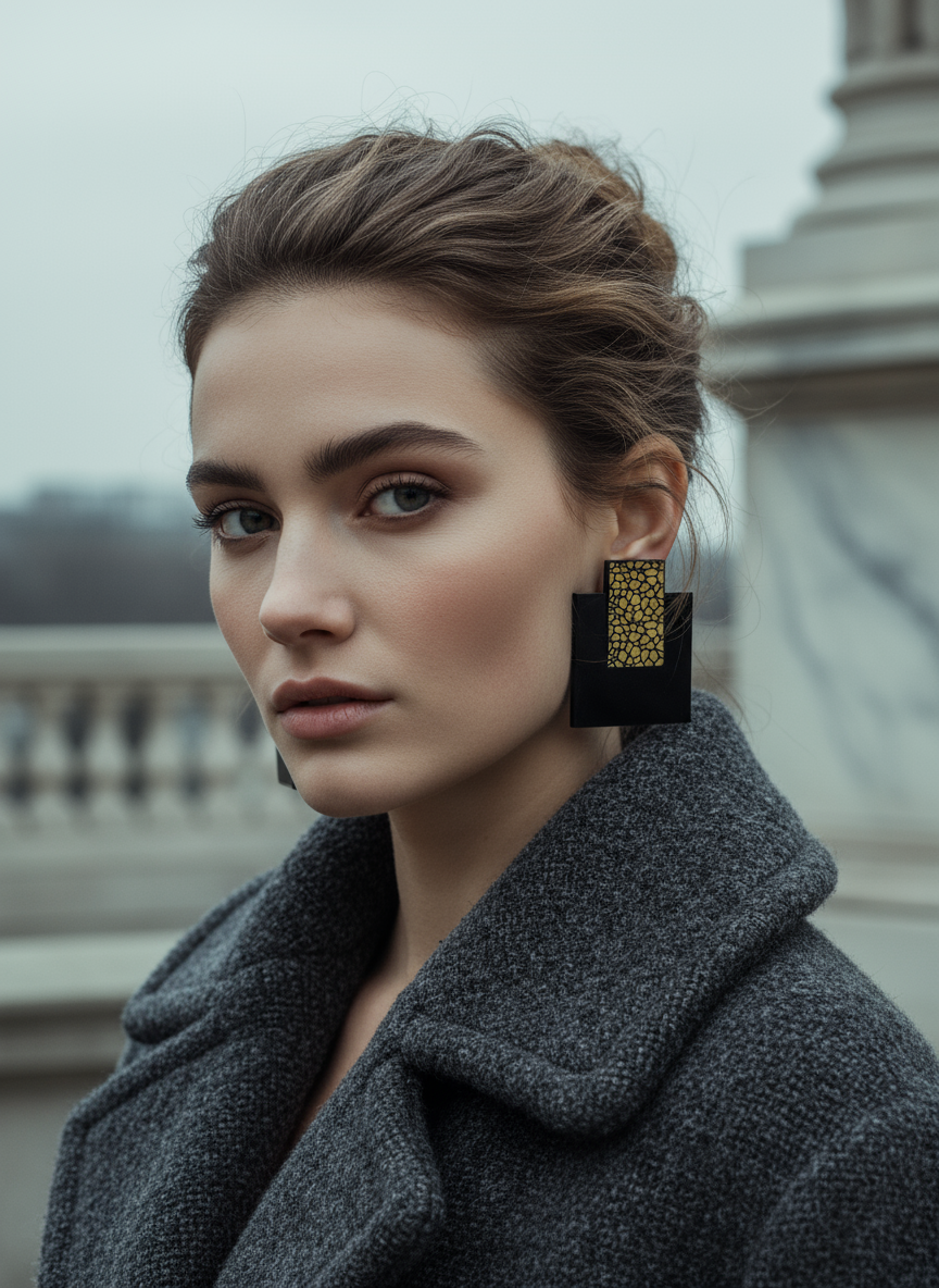 Alessandra earrings plexiglass τετράγωνα σκουλαρίκια stone effect – So Cute by Dimi