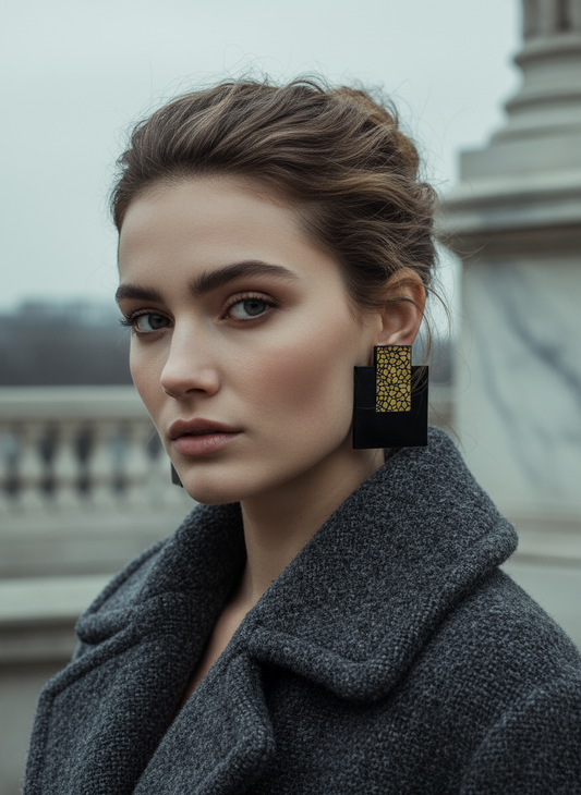 Alessandra earrings plexiglass τετράγωνα σκουλαρίκια stone effect – So Cute by Dimi