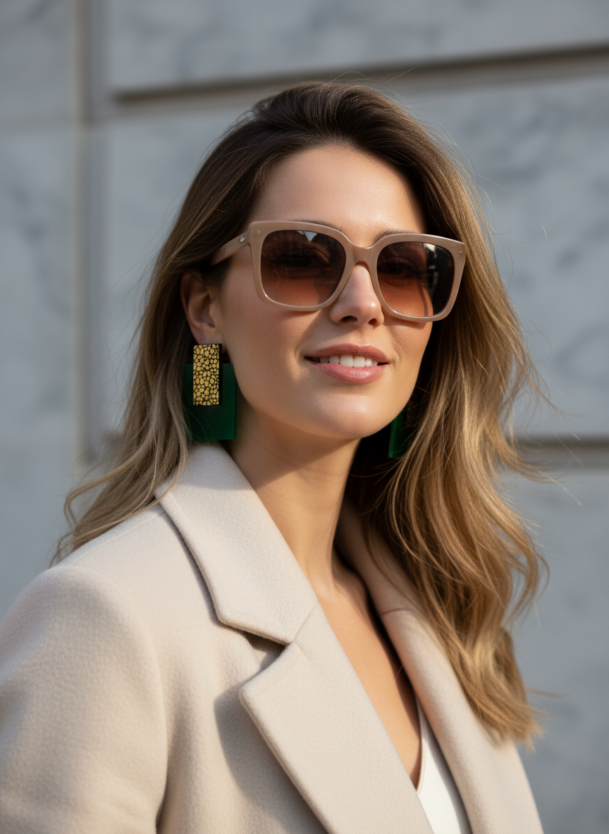 Alessandra earrings plexiglass τετράγωνα σκουλαρίκια stone effect – So Cute by Dimi