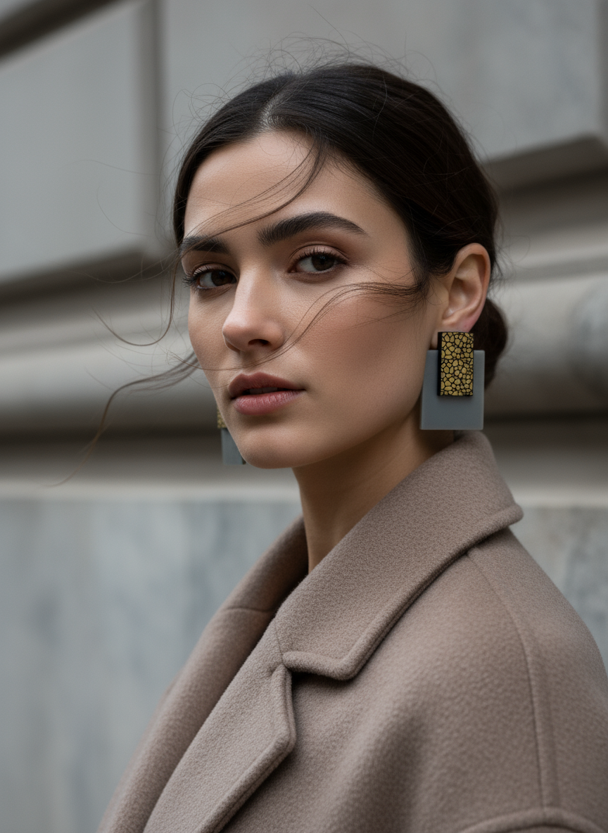 Alessandra earrings plexiglass τετράγωνα σκουλαρίκια stone effect – So Cute by Dimi