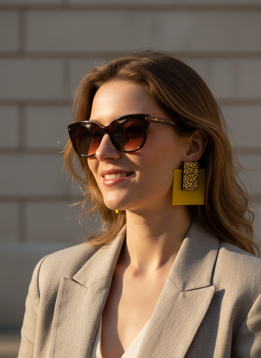 Alessandra earrings plexiglass τετράγωνα σκουλαρίκια stone effect – So Cute by Dimi