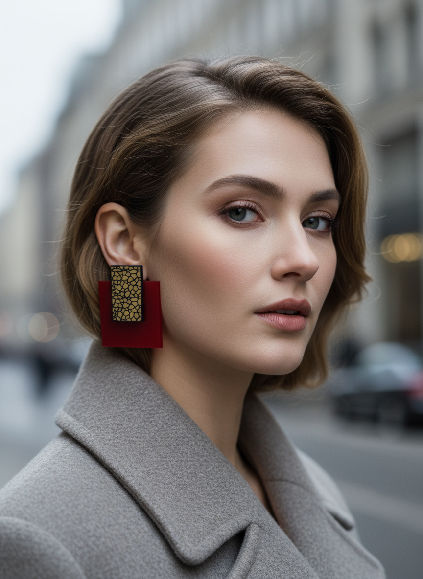 Alessandra earrings plexiglass τετράγωνα σκουλαρίκια stone effect – So Cute by Dimi