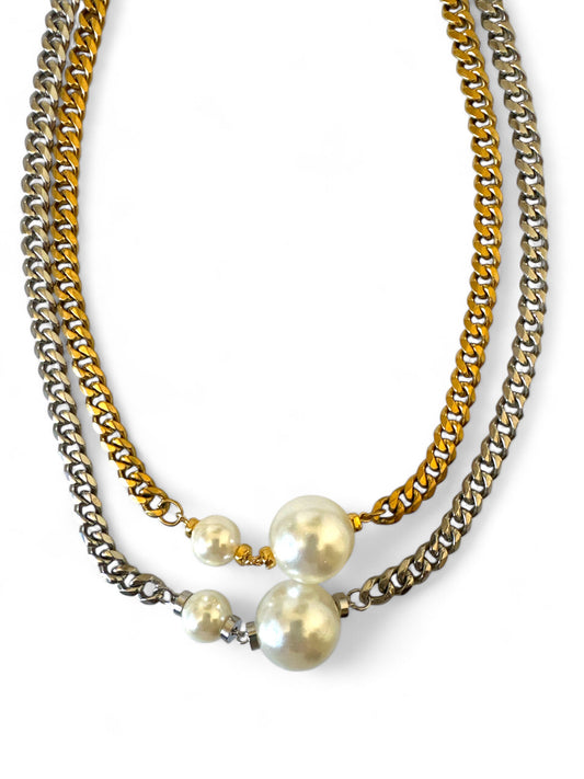 PEARLS STEEL NECKLACE