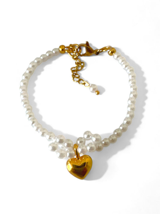 LITTLE HEART BOW PEARL BRACELET