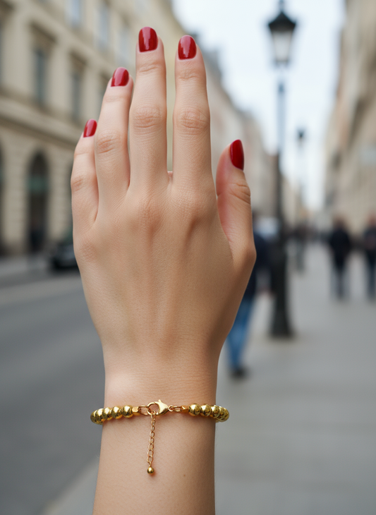 Χειροποίητο βραχιόλι με χάντρες αιματίτη 6mm και ατσάλινο κούμπωμα – Oly Bracelet – So Cute by Dimi