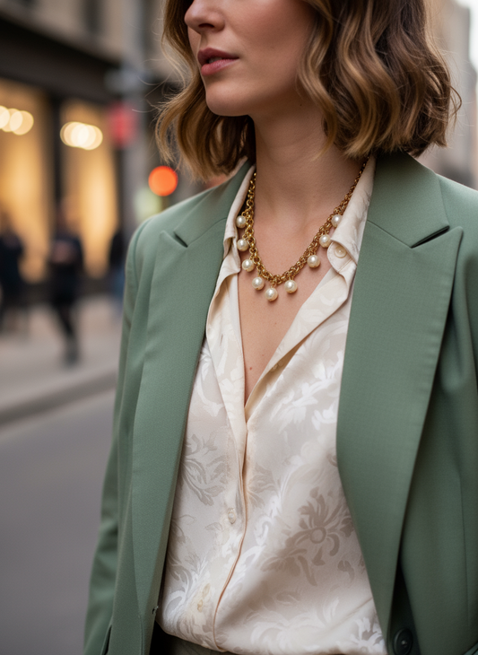 Χειροποίητο κολιέ με ατσάλινη αλυσίδα και πέρλες – Kalisti Necklace – So Cute by Dimi