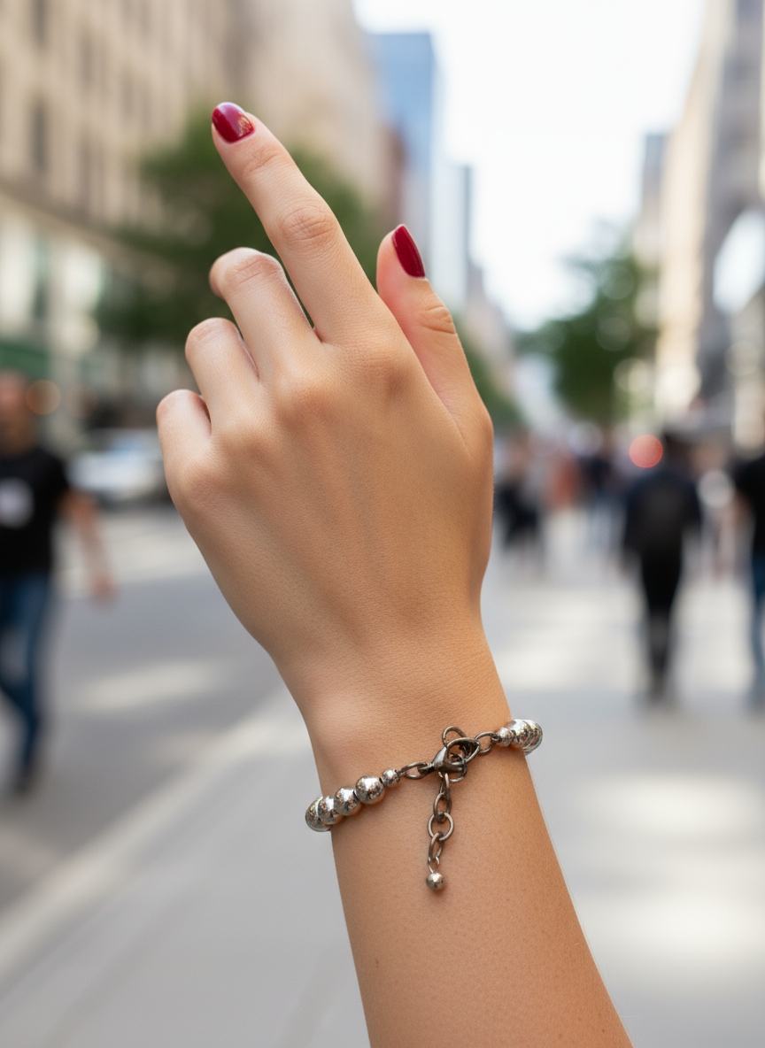 Χειροποίητο βραχιόλι με χάντρες αιματίτη 6mm και ατσάλινο κούμπωμα – Oly Bracelet – So Cute by Dimi