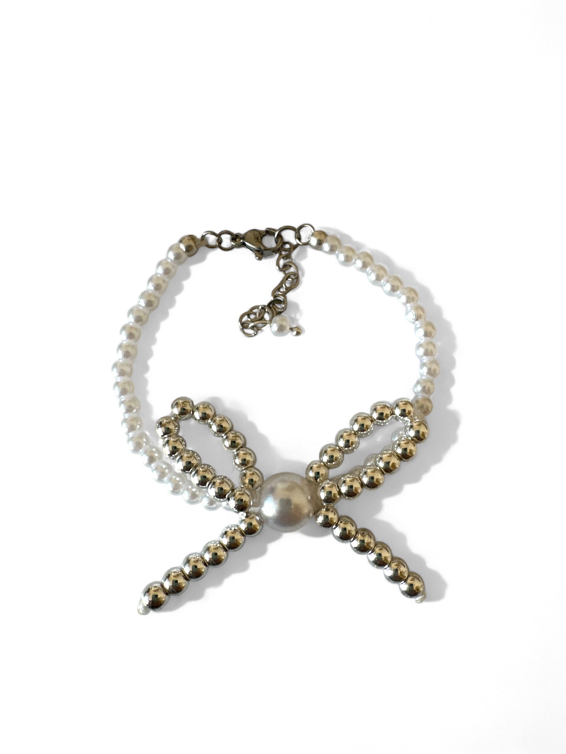 Χειροποίητο βραχιόλι με πέρλες και φιογκάκι από αιματίτη – Irene Pearls Bracelet – So Cute by Dimi