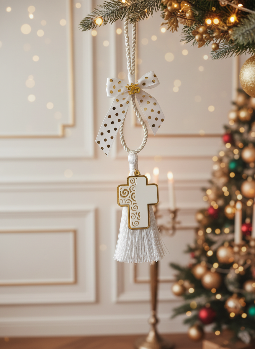 Handmade plexiglass cross gouri with gold mirror base & tassel – wholesale